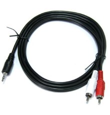 Кабель/ Кабель AUX GoPower Jack 3.5mm (m)-2xRCA (m) 1.5м ПВХ черный в пакете (1/200)