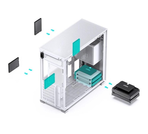 Корпус без блока питания/ Case JONSBO D41 STD, Midi-Tower, TG, no fan, 1xUSB-A 3.2 + 1xUSB-C 3.2, ATX, mATX White