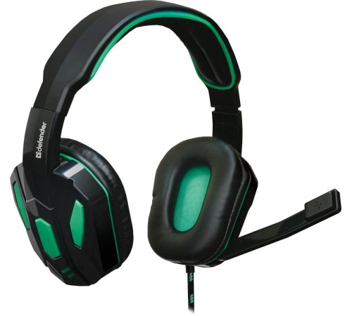 Defender Игровая гарнитура Warhead G-275 зеленый + черный, кабель 1,8 м