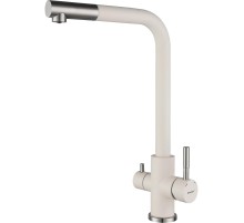 Смеситель GRANFEST GRANFEST QUARZ Смеситель для кухни, Г-образный, кран под фильтрованную воду, белый