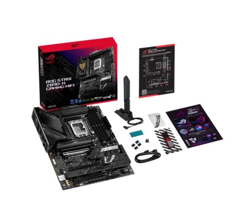 Материнская плата ASUS ROG STRIX Z890-H GAMING WIFI, LGA1851, Z890, 4*DDR5, 4*SATA, 5*M.2, 8*USB 3.2, 2*Type-C, 3*PCIx16, HDMI+DP, ATX; 90MB1K20-M0EAY0