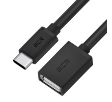 GCR Адаптер переходник OTG 0.15m, CM/AF, черный, 28/28 AWG, экран, армированный, морозостойкий, GCR-UCO1AF-BB2S-0.15m