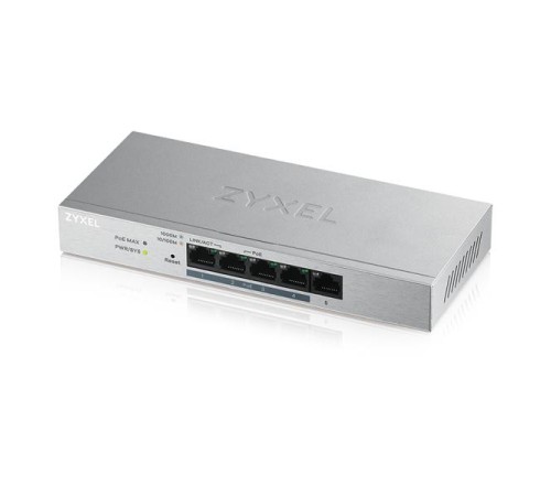 Коммутатор Smart L2 коммутатор PoE+ Zyxel GS1200-5HP v2, 5xGE (4xPoE+), настольный, бесшумный, с поддержкой VLAN, IGMP, QoS и Link Aggregation, бюджет PoE 60 Вт