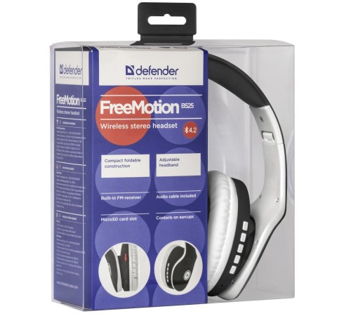 Defender Беспроводная гарнитура FreeMotion B525 черный+белый, Bluetooth