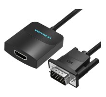Мультимедиа конвертер Vention VGA + аудио > HDMI, гибкий, черный