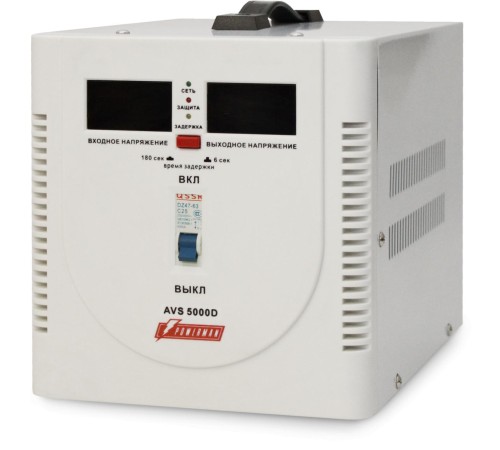 Стабилизатор POWERMAN AVS 5000D, ступенчатый регулятор, цифровые индикаторы уровней напряжения, 5000ВА, 140-260В, максимальный входной ток 24А, клеммная колодка, IP-20, напольный, 280мм х 200мм х 225мм, 8.6 кг./ Stabilizer POWERMAN AVS 5000D, step-type r Стабилизатор POWERMAN AVS 5000D, ступенчатый регулятор, цифровые индикаторы уровней напряжения, 5000ВА, 140-260В, максимальный входной ток 24А, клеммная колодка, IP-20, напольный, 280мм х 200мм х 225мм, 8.6 кг./ Stabilizer POWERMAN AVS 5000D, step-type r