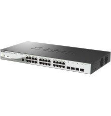 Коммутатор/ DGS-1210-28P/ME/B Managed L2 Metro Ethernet Switch 24x1000Base-T PoE, 4x1000Base-X SFP, PoE Budget 193W, Surge 6KV, CLI, RJ45 Console, Dying Gasp