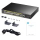 Коммутатор/ 24-10/100/1000 BASE-T Gigabit ports, 2-Port 10/100/1000 BASE-T Gigabit Uplink ports, 2-1000 BASE-X SFP Slot, 24-port IEEE 802.3at PoE+ Injector, 300 watts total Power budget, Supports PoE power up to 30W for each PoE port, Extend Mode (Transmi