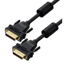 GCR Кабель PROF 15.0m DVI-D, черный, GOLD, ферритовые кольца, OD 8.5mm, 28 AWG, DVI/DVI, 25M/25M, двойной экран