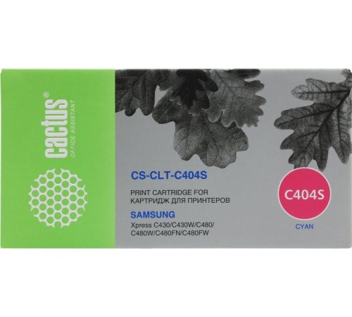 -/ Картридж лазерный Cactus CS-CLT-C404S CLT-C404S голубой (1000стр.) для Samsung SL-C430/C430W/C480/C4