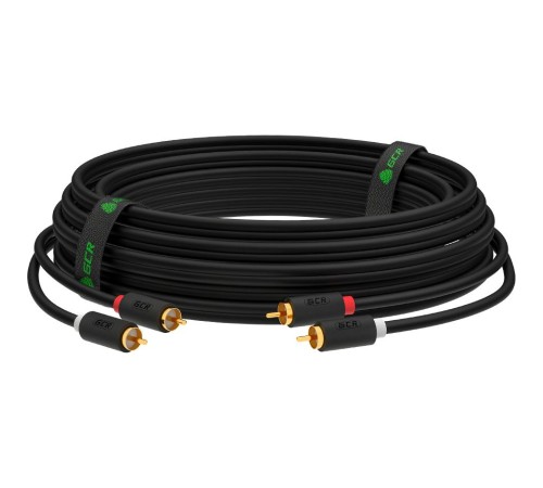 GCR Кабель 7.5m аудио 2 х RCA / 2 х RCA , GOLD, черный, GCR-53117