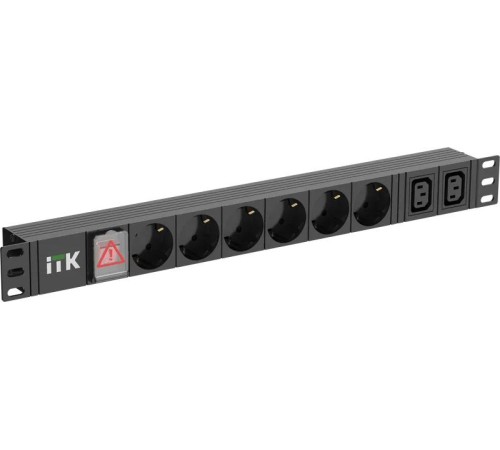 Блок розеток ITK PDU 6 розеток нем. ст. + 2 С13 LED 1U каб. 2м нем. ст. Блок розеток ITK PDU 6 розеток нем. ст. + 2 С13 LED 1U каб. 2м нем. ст.