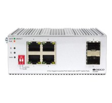 Коммутатор/ Unmanaged Industrial Switch 4x1000Base-T PoE, 2x1000Base-X SFP, PoE Budget 60W, Surge 4KV, -40 to 75°C