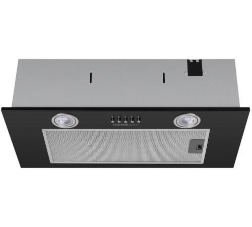 ВЫТЯЖКА HOMSair Camelia Power 60 Black/ полновстраиваемая, кнопочное управление, 3 скорости, 580 м3/ч, до 30 м2, 52 дБ, светодиодное LED-освещение, угольный фильтр CF02X 1 шт., ШхВхД: 650х172х260 мм, черный цвет