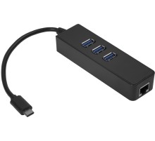 Greenconnect USB 3.1 Type C -> Ethernet RJ-45 F Lan Card + USB 2.0-разветвитель на 3 порта, сетевой адаптер