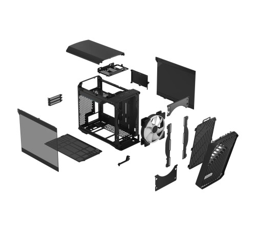 Корпус ПК без блока питания/ Case Fractal Design Torrent Nano RGB TG Light Tint, Mini-Tower, 1x180mm RGB, 2xUSB-A 3.2 + 1xUSB 3.2 Type-C mITX, mDTX Black