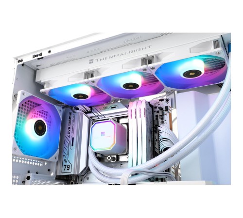 Система жидкостного охлаждения/ Water Cooling System Thermalright Frozen Prism 360 White (360mm, Black, ARGB/ Fans: 3x120mm, 70.4CFM, 27dBA, 1850RPM/ Pump height 53mm, 23dBA, 3300RPM, Rad thickness 27mm/ S: 1700, 1200, 20XX, 115X, AM5, AM4) Система жидкостного охлаждения/ Water Cooling System Thermalright Frozen Prism 360 White (360mm, Black, ARGB/ Fans: 3x120mm, 70.4CFM, 27dBA, 1850RPM/ Pump height 53mm, 23dBA, 3300RPM, Rad thickness 27mm/ S: 1700, 1200, 20XX, 115X, AM5, AM4)