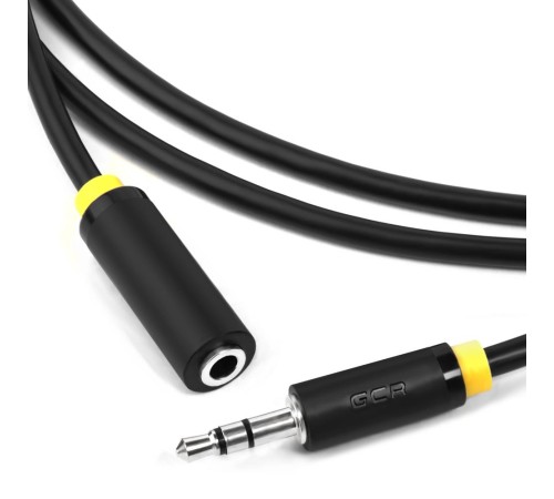 GCR Удлинитель аудио 1.5m jack 3,5mm/jack 3,5mm черный, желтая окантовка, ультрагибкий, 28AWG, M/F, Premium GCR-STM1114-1.5m, экран, стерео GCR Удлинитель аудио 1.5m jack 3,5mm/jack 3,5mm черный, желтая окантовка, ультрагибкий, 28AWG, M/F, Premium GCR-STM1114-1.5m, экран, стерео