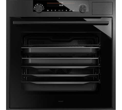 Встраиваемые электрические духовки ASKO/ Арт. 736348 ; 59.5x59.5x54.6, 75 л, гриль, телескопы на 2-х уровнях, приготовление на пару, цветной TFT дисплей, очистка Aqua Clean, таймер, термощуп, черная сталь