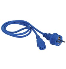 Шнур питания Шнур питания C13-Schuko прямая, 3х0.75, 220В, 10А, синий, 1.5 метра