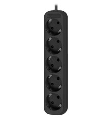 Удлинитель с заземлением Defender M530 3.0 м, 5 розеток, черный/ Power supply grounded Defender M530 3.0 m, 5 outlets, black