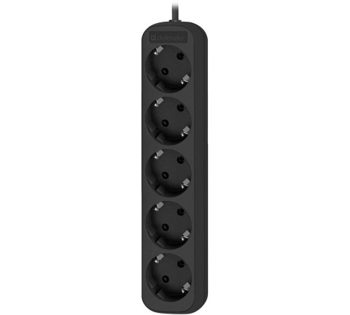 Удлинитель с заземлением Defender M530 3.0 м, 5 розеток, черный/ Power supply grounded Defender M530 3.0 m, 5 outlets, black