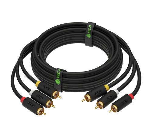 Кабель аудио RCA / RCA GCR Кабель 3.0m видео-аудио 3 х RCA / 3 х RCA, черный, GCR-54137