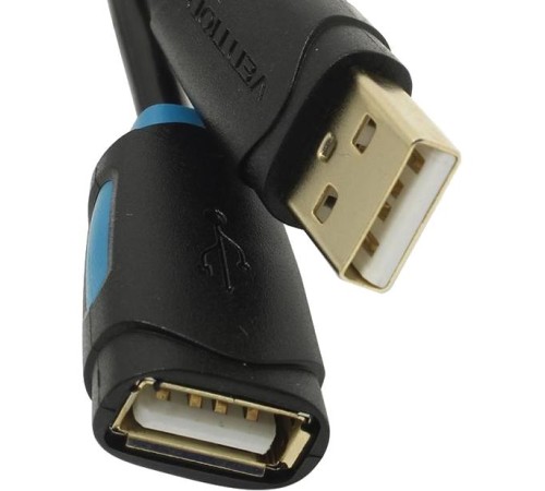 Кабель-удлинитель Vention USB 2.0 AM/AF - 1м Чёрный Кабель-удлинитель Vention USB 2.0 AM/AF - 1м Чёрный