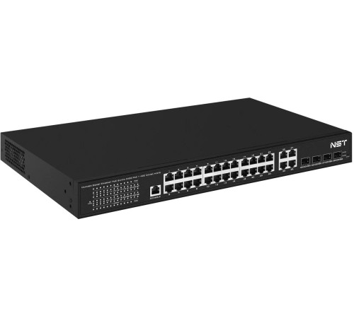 Управляемый L2 PoE коммутатор Gigabit Ethernet/ Управляемый L2 PoE коммутатор Gigabit Ethernet на 24 RJ45 PoE + 4 x GE Combo Uplink порта. Порты: 24 x GE (10/100/1000 Base-T) с поддержкой PoE (IEEE 802.3af/at), 4 x GE Combo Uplink (RJ45 + SFP). Соответств Управляемый L2 PoE коммутатор Gigabit Ethernet/ Управляемый L2 PoE коммутатор Gigabit Ethernet на 24 RJ45 PoE + 4 x GE Combo Uplink порта. Порты: 24 x GE (10/100/1000 Base-T) с поддержкой PoE (IEEE 802.3af/at), 4 x GE Combo Uplink (RJ45 + SFP). Соответств