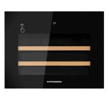Винный шкаф KUPPERSBERG/ Винный шкаф KUPPERSBERG, встраиваемый, High-Tech, объем 62 л, вместимость 28 бутылок, диапазон температуры 5-20 градусов, сенсорное открытие двери, 2 полки из бука, LCD дисплей, уровень шума 40 дБ, цвет черный
