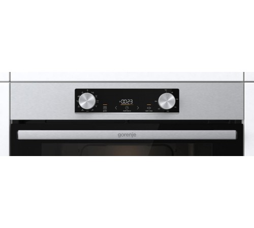 Встраиваемые электрические духовки GORENJE/ Духовой шкаф, Полезный объем: 77 л, Автопрограммы, Стандартный шарнир дверцы, Решетка, Съемные направляющие, Дверца CompactDoor: 2 стекла + 1 термослой, Габаритные размеры (вхшхг): 59,5 × 59,5 × 56,4 см, Вес (бр