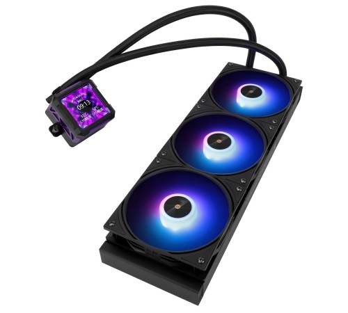 Водяное охлаждение для процессора/ Water Cooling System Thermalright Frozen Warframe Pro 360 Black Argb (360mm, Black, ARGB/ Fans: 3x120mm, 70.84CFM, 29.8dBA, 2000RPM/ Pump height 60mm, 23dBA, 3000RPM, Rad thickness 27mm/ S: 1200, 1700, 1851, 2011, 2066,
