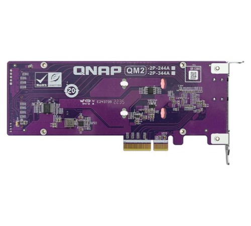 Адаптер QNAP QM2-2P-344A 2xM.2 22110\2280 PCIe (Gen3 x4) NVMe SSD, Low-profile and Full-height brackets incl Адаптер QNAP QM2-2P-344A 2xM.2 22110\2280 PCIe (Gen3 x4) NVMe SSD, Low-profile and Full-height brackets incl