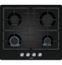 Встраиваемая газовая панель BOSCH Газовая варочная панель 60 см, Serie 4, 4 конфорки, газ-контроль, черный цвет