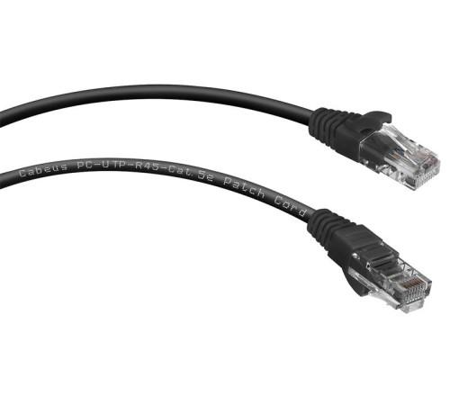Патч-корд Cabeus PC-UTP-RJ45-Cat.5e-2m-BK Патч-корд U/UTP, категория 5е, 2xRJ45/8p8c, неэкранированный, черный, PVC, 2м
