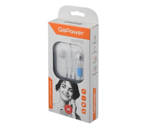 Наушники вставные GoPower GPHP10 Lightning (m) белый Наушники вставные GoPower GPHP10 Lightning (m) белый