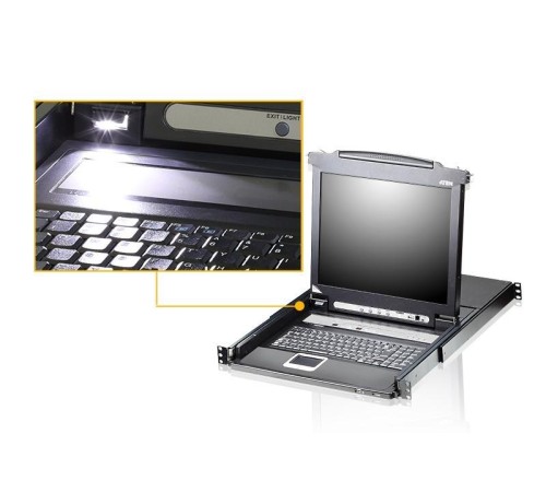 8-портовый KVM-переключатель с ЖК-дисплеем Slideaway/ATEN/ SINGLE RAIL 8P PS/2-USB LCDKVMP 17INCH