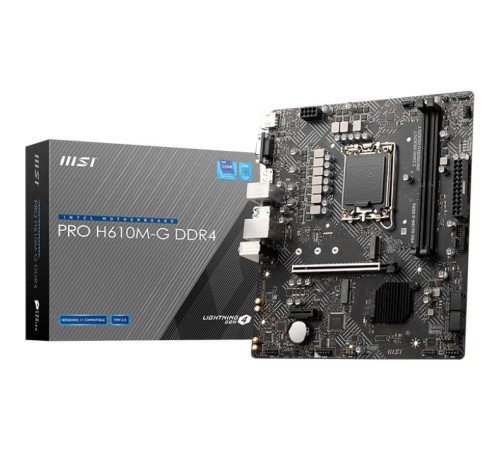 Материнская плата/ MB MSI INTEL H610 s1700, 2xDDR4(64GB), D-SUB/HDMI 2.1/DP, 1xPCIe 4.0x16, 1xPCIe 3.0, 1xLAN, 4xSATA 6Gb/s, 1xM.2, 1xM.2 E key, 2xUSB 3.2, 4xUSB 2.0, 1xPS/2, mATX Материнская плата/ MB MSI INTEL H610 s1700, 2xDDR4(64GB), D-SUB/HDMI 2.1/DP, 1xPCIe 4.0x16, 1xPCIe 3.0, 1xLAN, 4xSATA 6Gb/s, 1xM.2, 1xM.2 E key, 2xUSB 3.2, 4xUSB 2.0, 1xPS/2, mATX