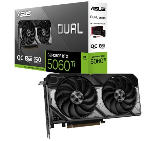 Видеокарта ASUS DUAL-RTX5060TI-O8G//RTX5060TI HDMI DP*3 8G D7; 90YV0MP2-M0NA00