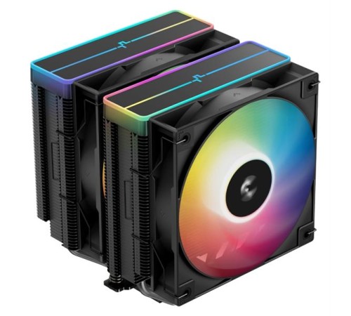 Кулер для процессора DEEPCOOL AG620 BK ARGB V2 LGA20XX/1700/1200/115X/AM5/AM4 (9шт/кор, TDP 260W, PWM, ARGB DUAL Fan 120mm, 6 тепл. трубок, черный) RET (R-AG620-BKAMMN-GJD)