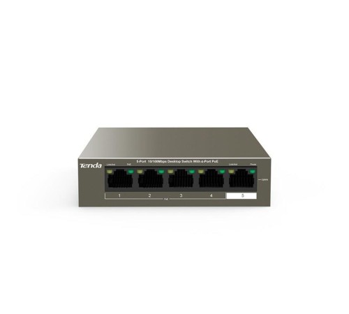 Коммутатор/ Tenda TEF1105P-4-63W 5-Port 10/100Mbps Desktop Switch with 4-Port PoE