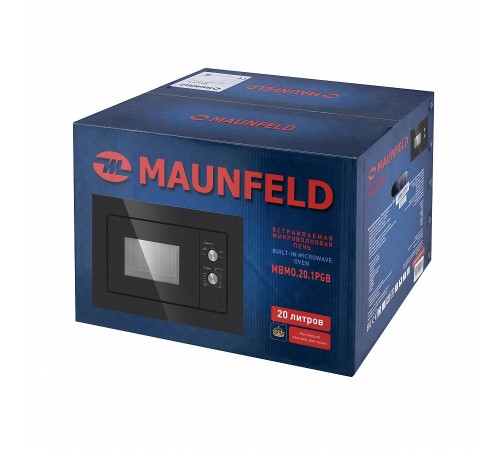 Встраиваемая микроволновая печь MAUNFELD MBMO.20.1PGB/ 60 см, 595x343,5x388 мм, механическое управление, 20 л, 1250 Вт, черный цвет