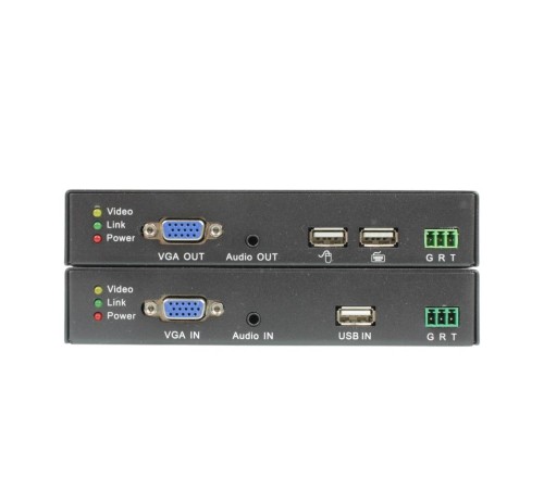 Комплект/ OSNOVO Комплект для передачи VGA, USB, RS232 и аудио по кабелю витой пары до 120м. Максимальное разрешение сигнала до 1920x1080(60Гц). Порты USB предназначены только для подключения клавиатуры и мыши