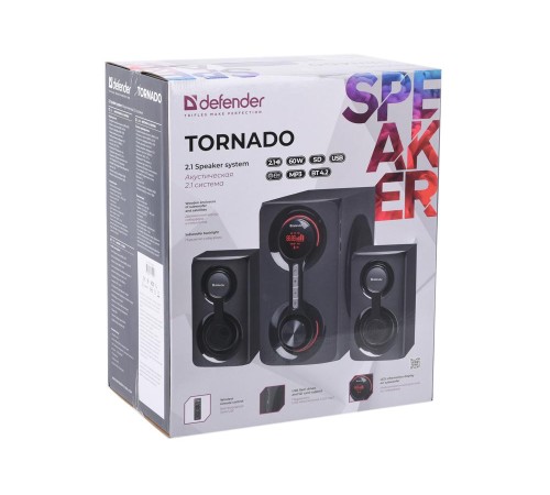 Defender Акустическая 2.1 система Tornado 60Вт, Bluetooth, FM/MP3/SD/USB