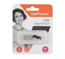 Флеш-накопитель/ Флеш-накопитель GoPower MINI 64GB USB3.0 металл серебряный (1/50/1000)