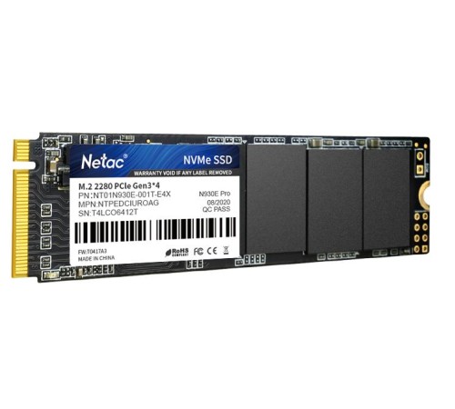 SSD накопитель Netac SSD N930E Pro 1TB PCIe 3 x4 M.2 2280 NVMe 3D NAND, R/W up to 2130/1720MB/s, IOPS(R4K) 250K/220K, TBW 600TB, 3y wty SSD накопитель Netac SSD N930E Pro 1TB PCIe 3 x4 M.2 2280 NVMe 3D NAND, R/W up to 2130/1720MB/s, IOPS(R4K) 250K/220K, TBW 600TB, 3y wty