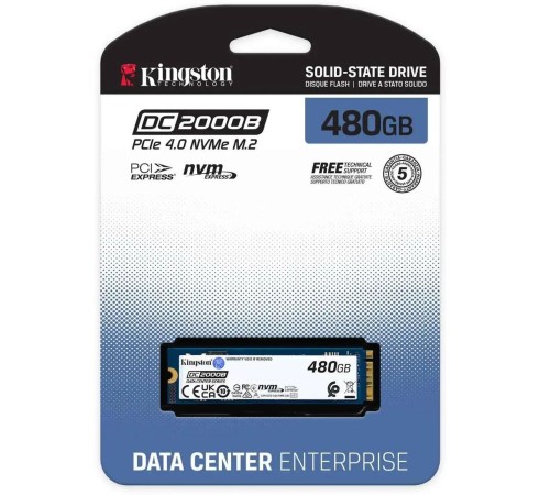 Твердотельный накопитель/ Kingston SSD DC2000B 480GB, M.2 22x80mm, NVMe, PCIe Gen 4x4, 3D TLC, R/W 7000/800MB/s, IOPs 530 000/32 000, TBW 350, DWPD 0.4 (12 мес) Твердотельный накопитель/ Kingston SSD DC2000B 480GB, M.2 22x80mm, NVMe, PCIe Gen 4x4, 3D TLC, R/W 7000/800MB/s, IOPs 530 000/32 000, TBW 350, DWPD 0.4 (12 мес)