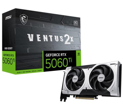 Видеокарта MSI RTX 5060 Ti 8G VENTUS 2X OC PLUS//RTX 5060 Ti, HDMI, DP*3, 8G, D7
