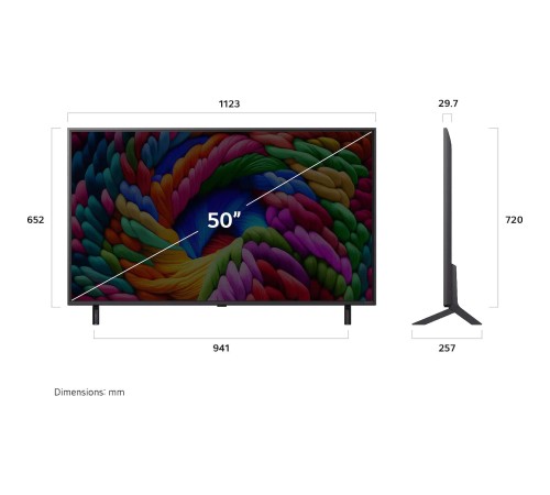 Телевизор ЖК 50'' LG/ 50", Ultra HD, Nano Color, Local Dimming, Smart TV, WebOS, Wi-Fi, DVB-T2/C/S2, MR, 60Hz Native, 2.0ch (20W), 2 HDMI, 2 USB, 2 Pole, Ashed Blue, 2025