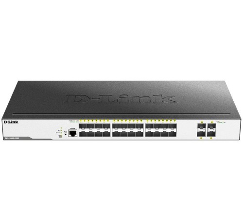 Коммутатор D-Link PROJ Управляемый L2 коммутатор, 24x1000Base-X SFP, 4x10GBase-X SFP+, CLI, консольный порт RJ-45, RPS, поддержка Dying Gasp